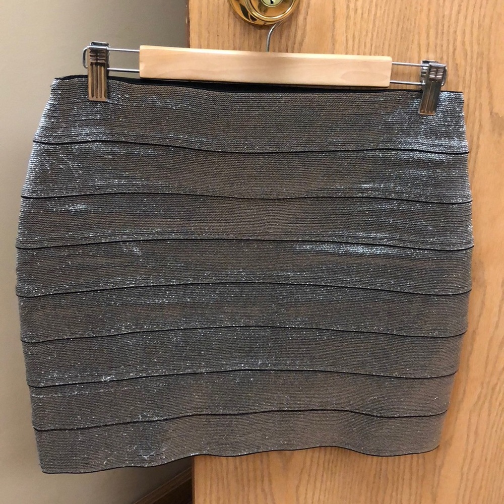 Express | Medium Silver Sparkly Bandage skirt